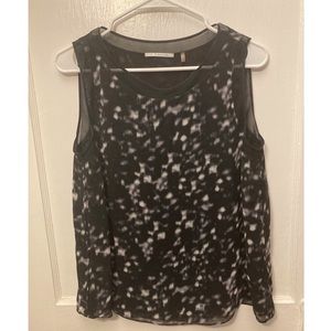 Tahari Medium Black And White Sleeveless Blouse